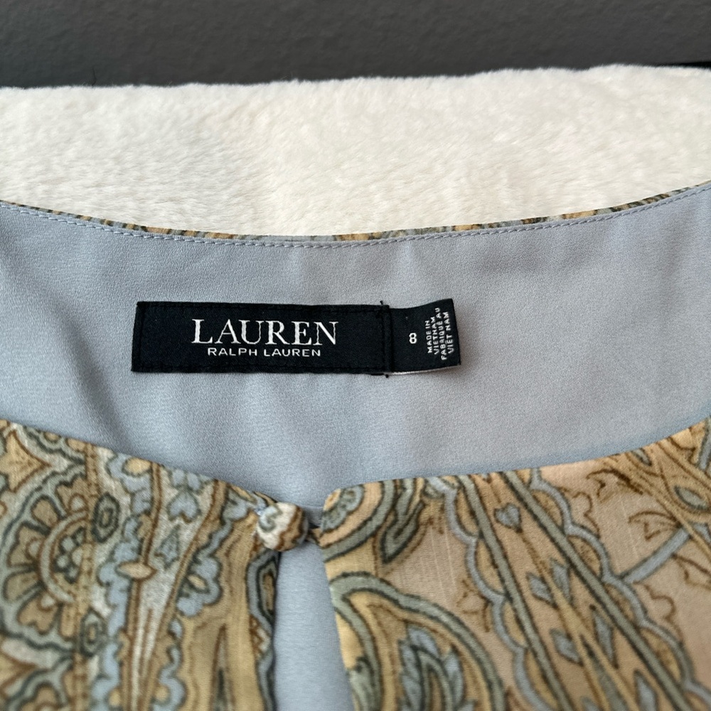 Ralph Lauren paisley puff- sleeve crinkle georgette dress - Picture 6 of 9